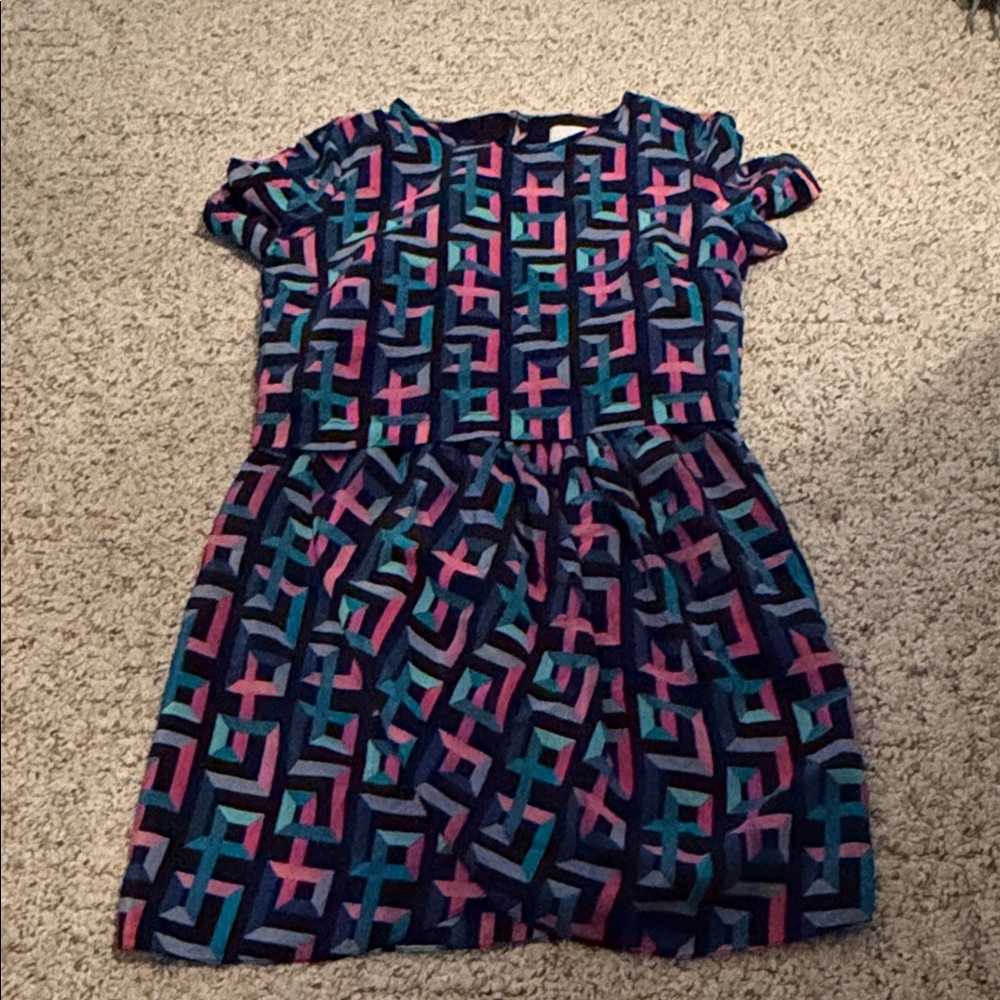 Amanda Uprichard Geometric Dress in Blue and Pink